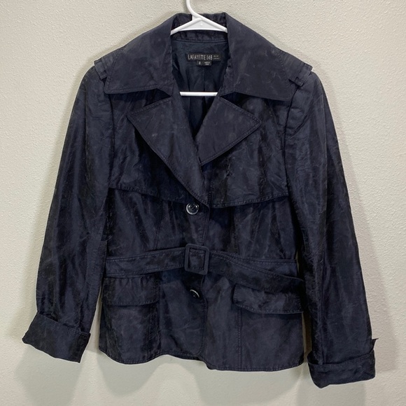 Lafayette 148 New York Jackets & Blazers - Lafayette 148 New York 100% Silk Cropped Trench Coat blue black